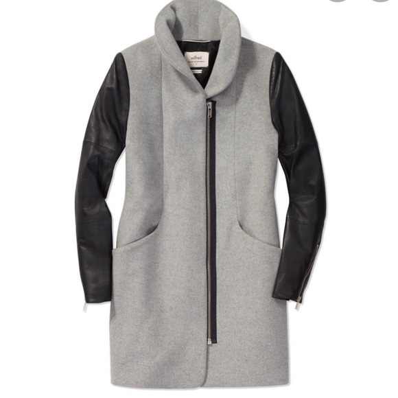 Aritzia Cocoon Coat Leather and Wool - Picture 1 of 9